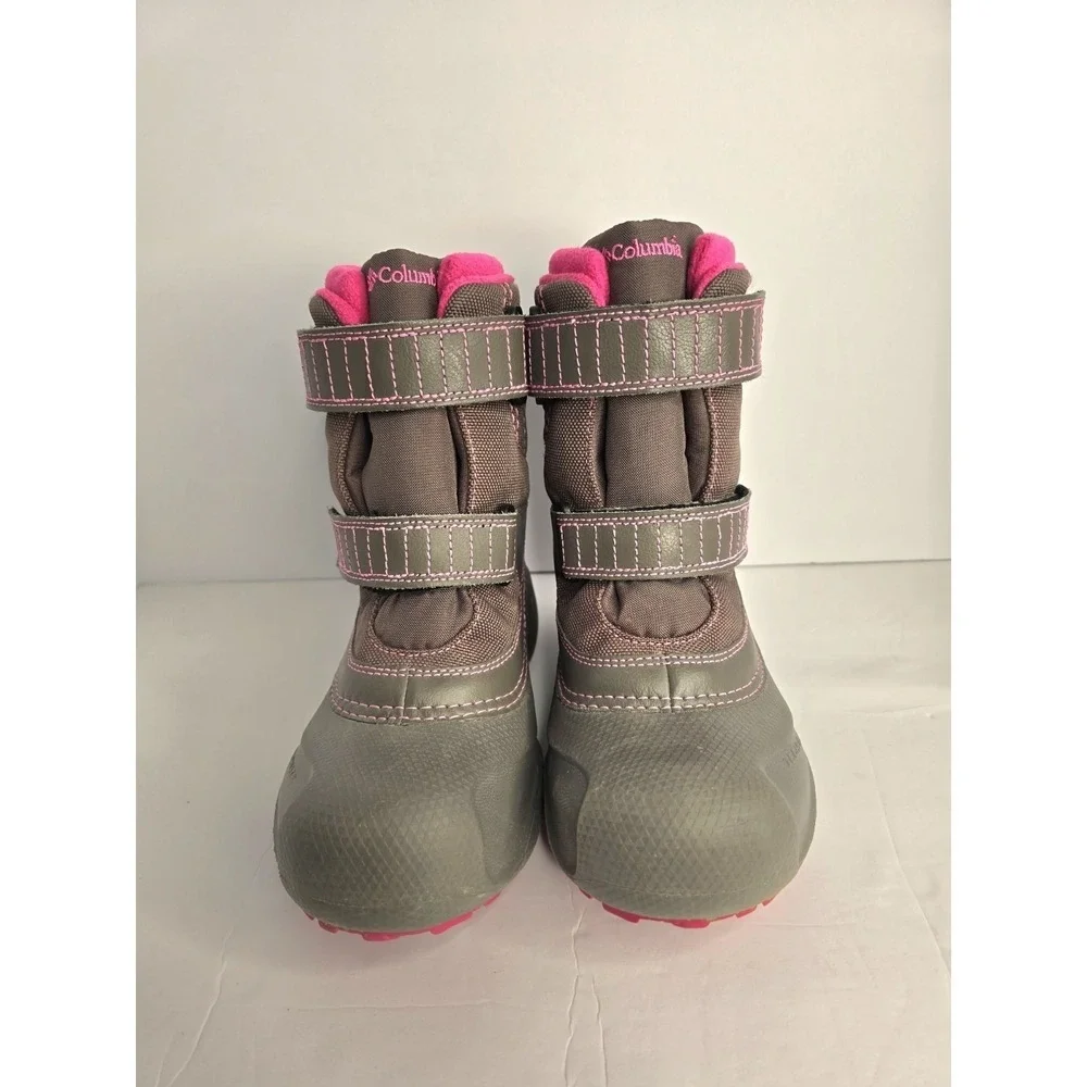 Columbia Snow Boots Purple Gray Girls Size 4‎ Powderbug Waterproof Warm Rain